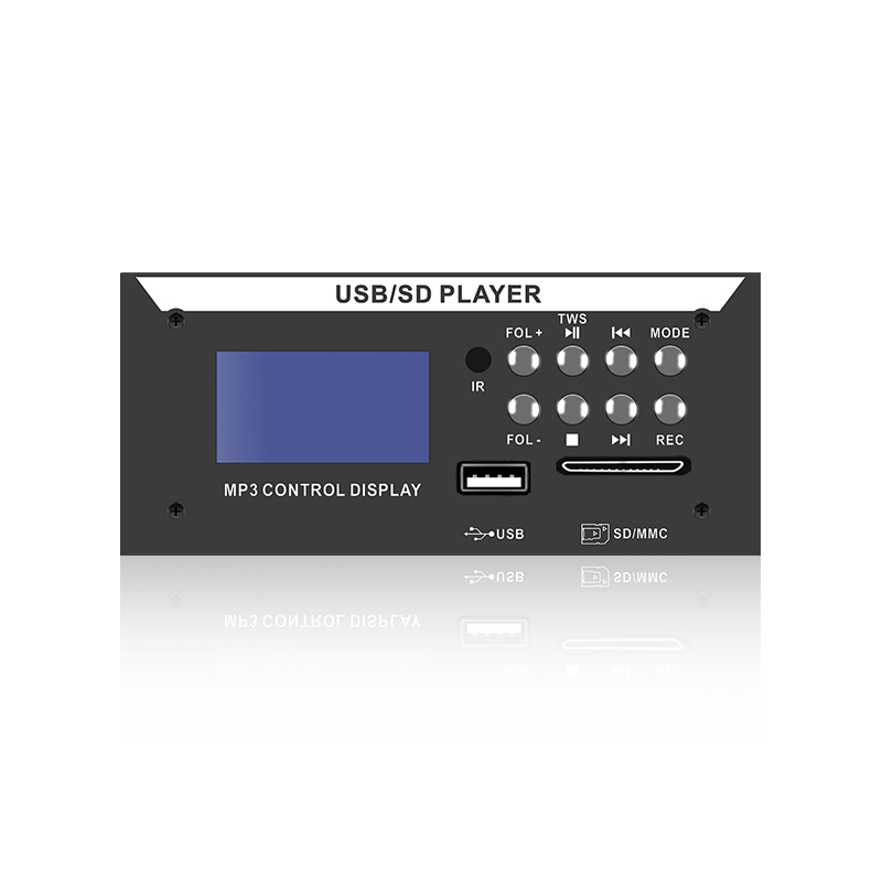 LCD8226: Reproductor MP3 con pantalla LCD con conector SD/USB y control remoto por infrarrojos de ocho botones con Bluetooth, TWS