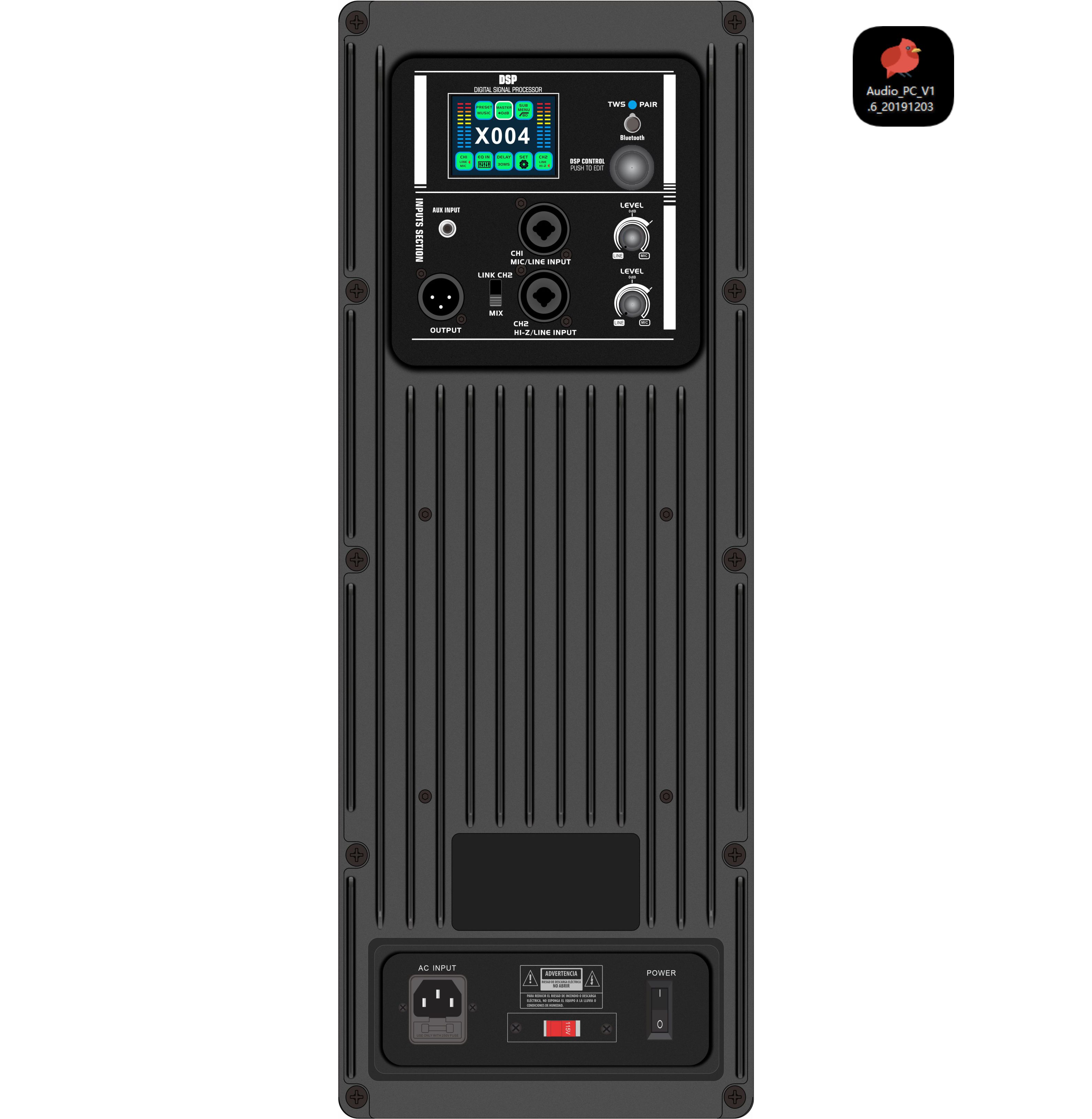 DSP2408 Amplificador activo de altavoces de 2 vías con DSP y pantalla a color