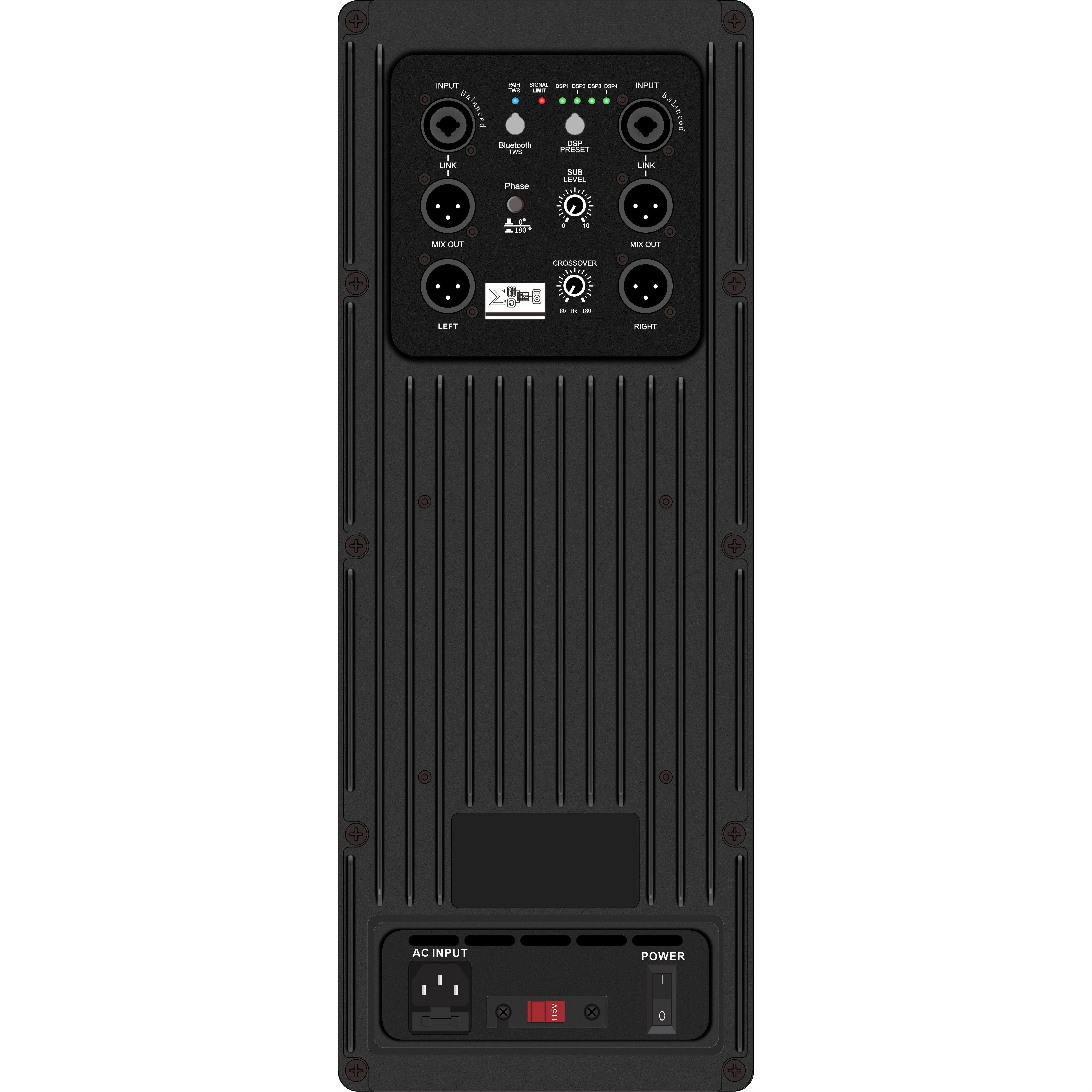 DSP1804SUB Amplificador DSP de subwoofer autoamplificado