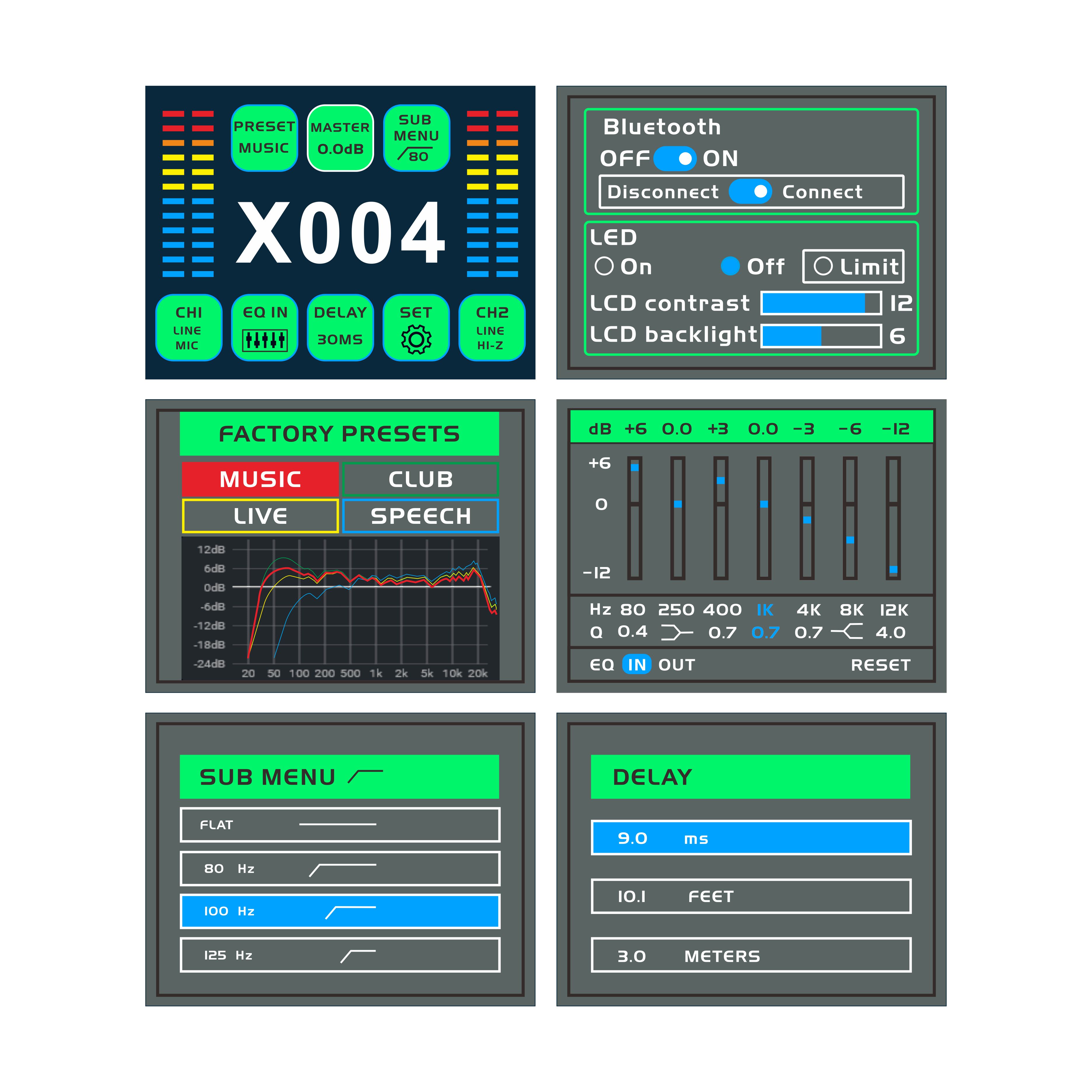 DSP2408USB Amplificador de potencia activo DSP con pantalla a color y función de reproducción de audio mediante unidad flash USB