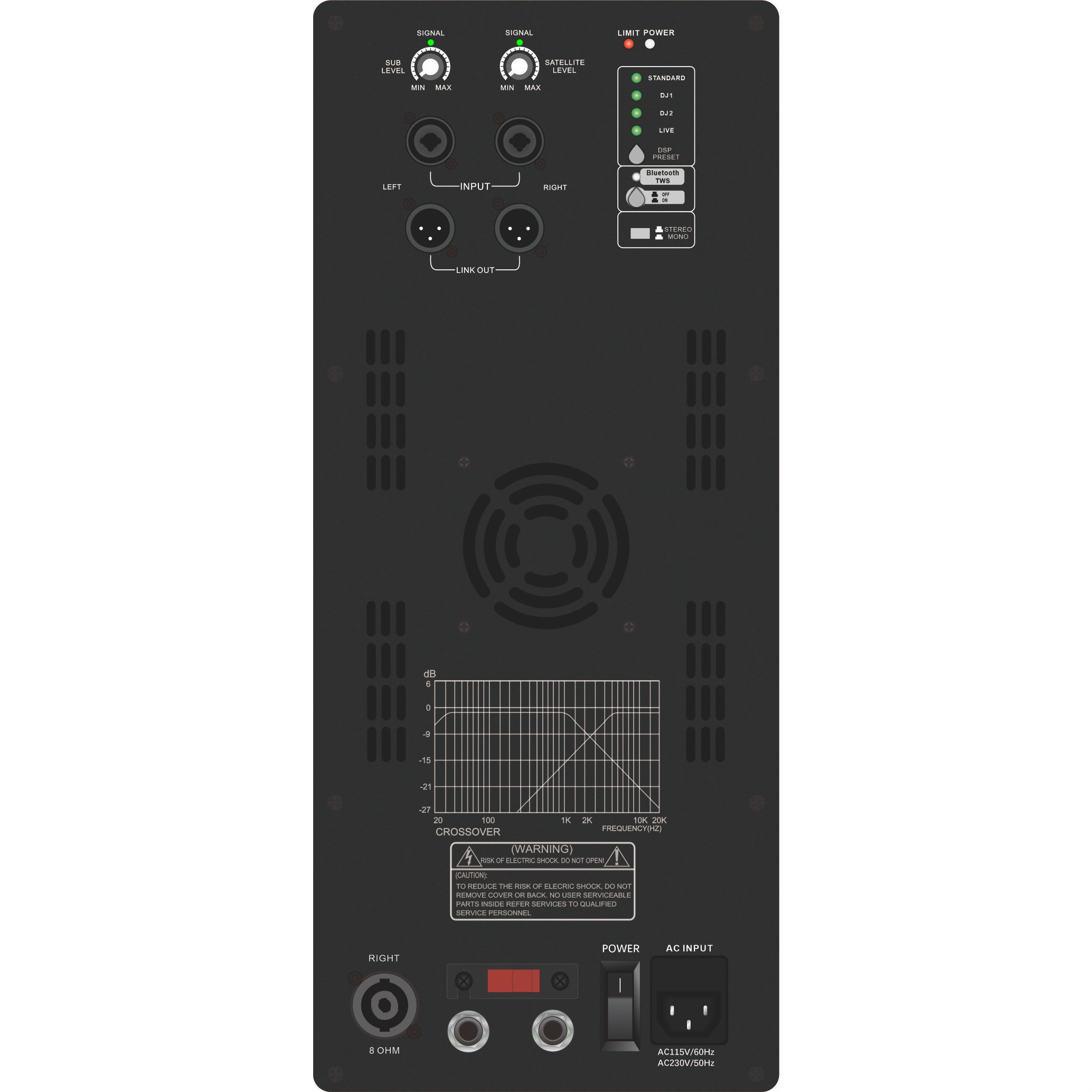 Subwoofer autoamplificado serie DSP1903SUB con sistemas de 1.1 / 2.1 / 2.2 canales