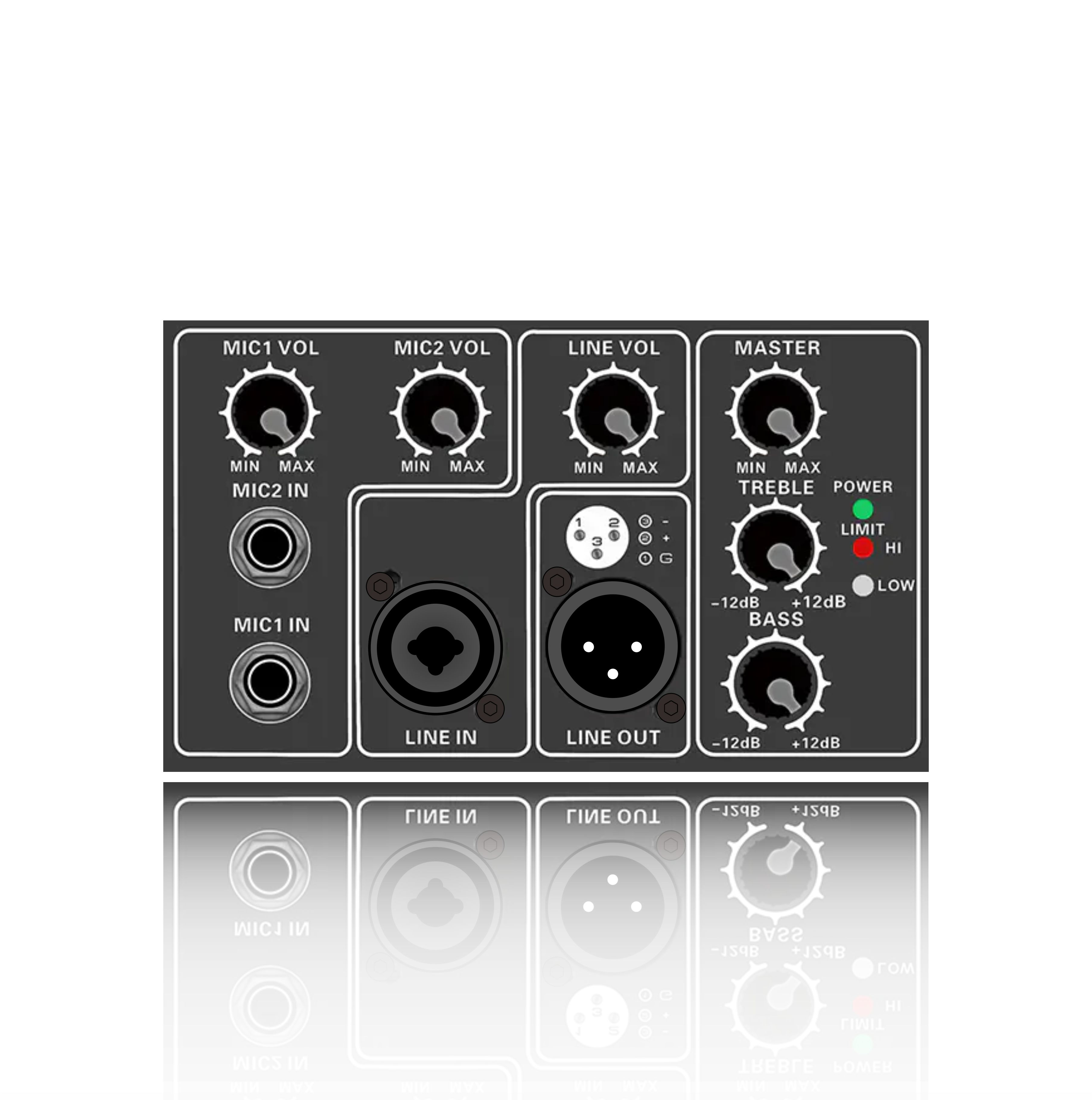 PL62: Módulo funcional de división electrónica de frecuencia con entrada de micrófono de 2 canales y límites alto y bajo