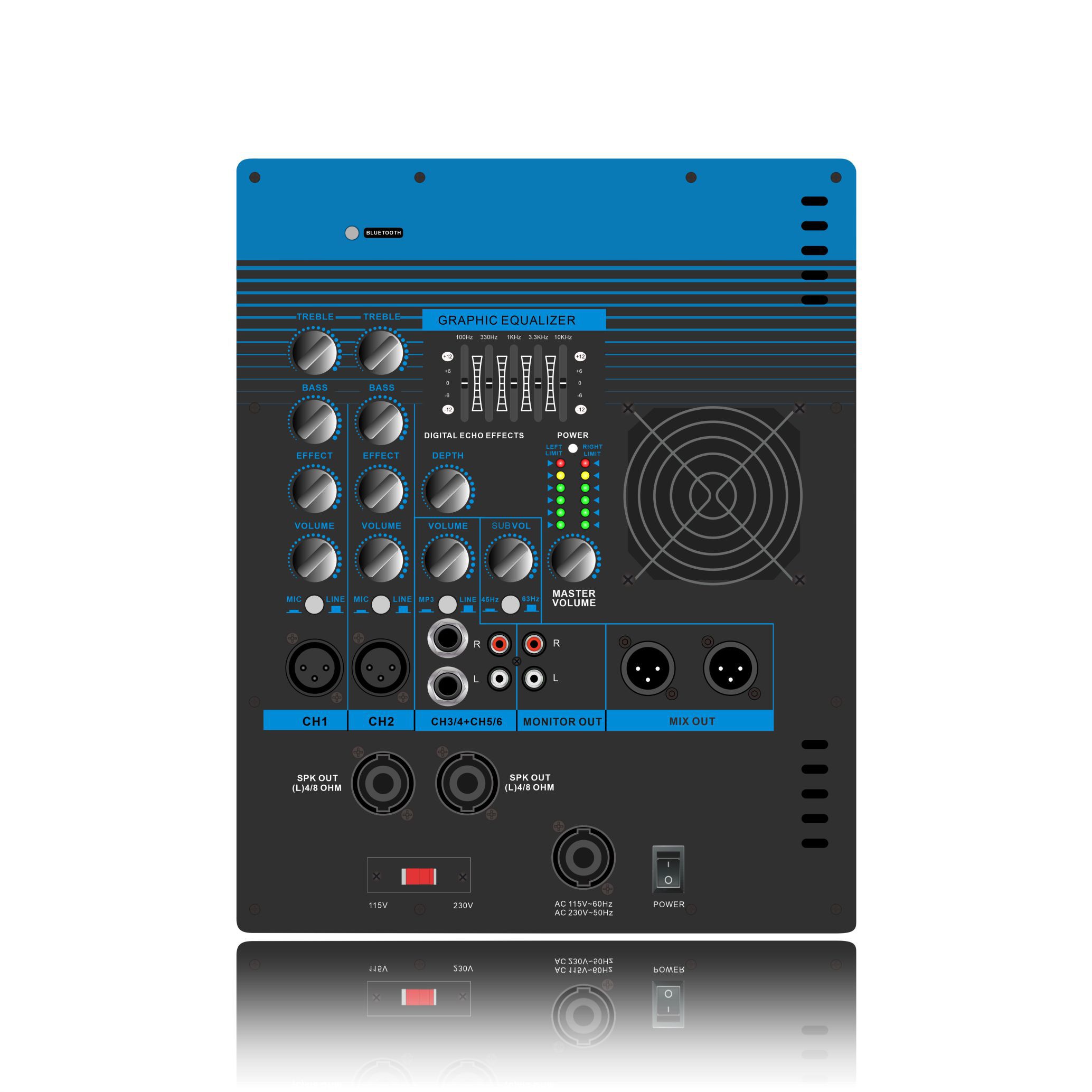 Amplificador de potencia para sistema de altavoces line array EON206SUB 2.1–2.2