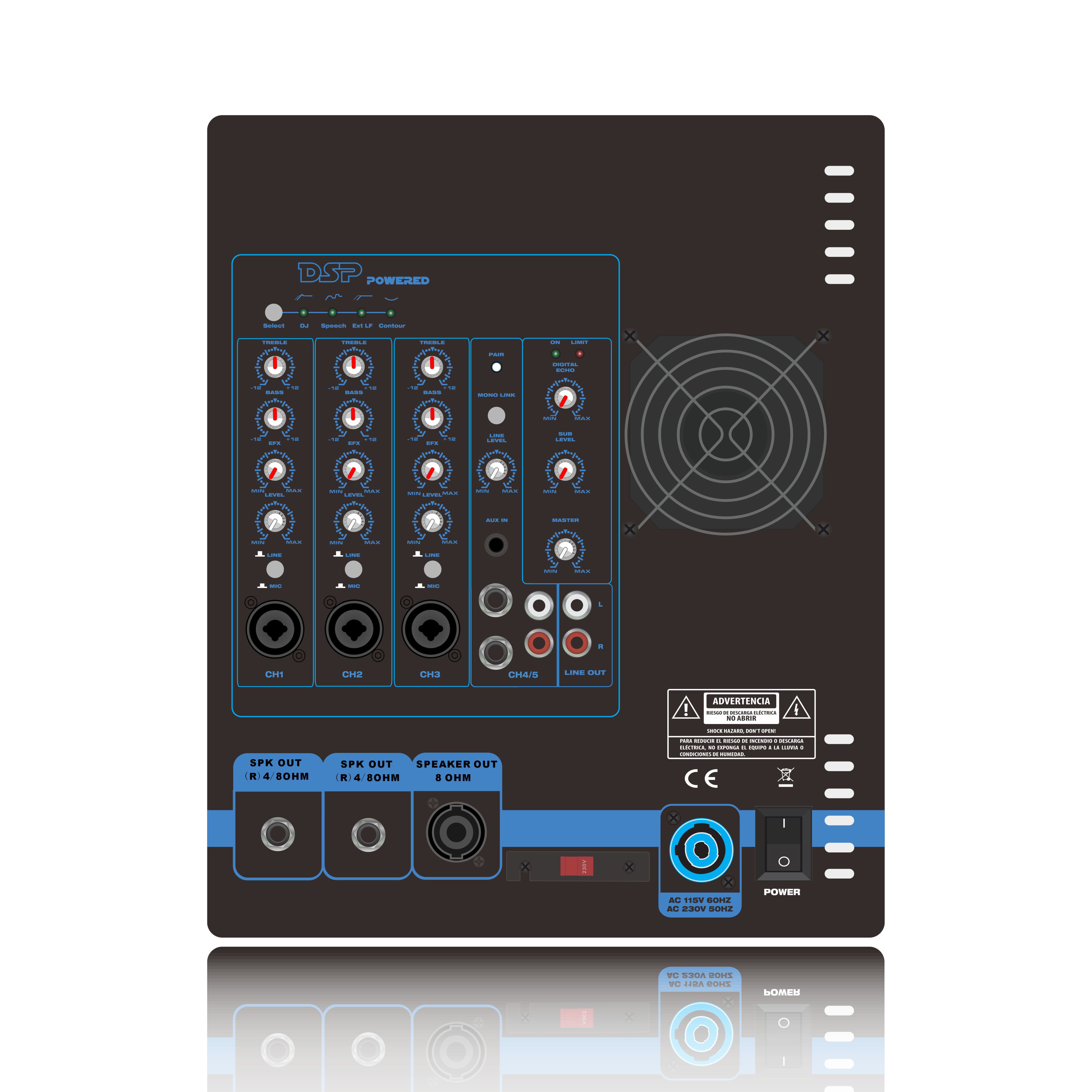 Amplificador de potencia para sistema de altavoces line array PL82DSP 2.1–2.2