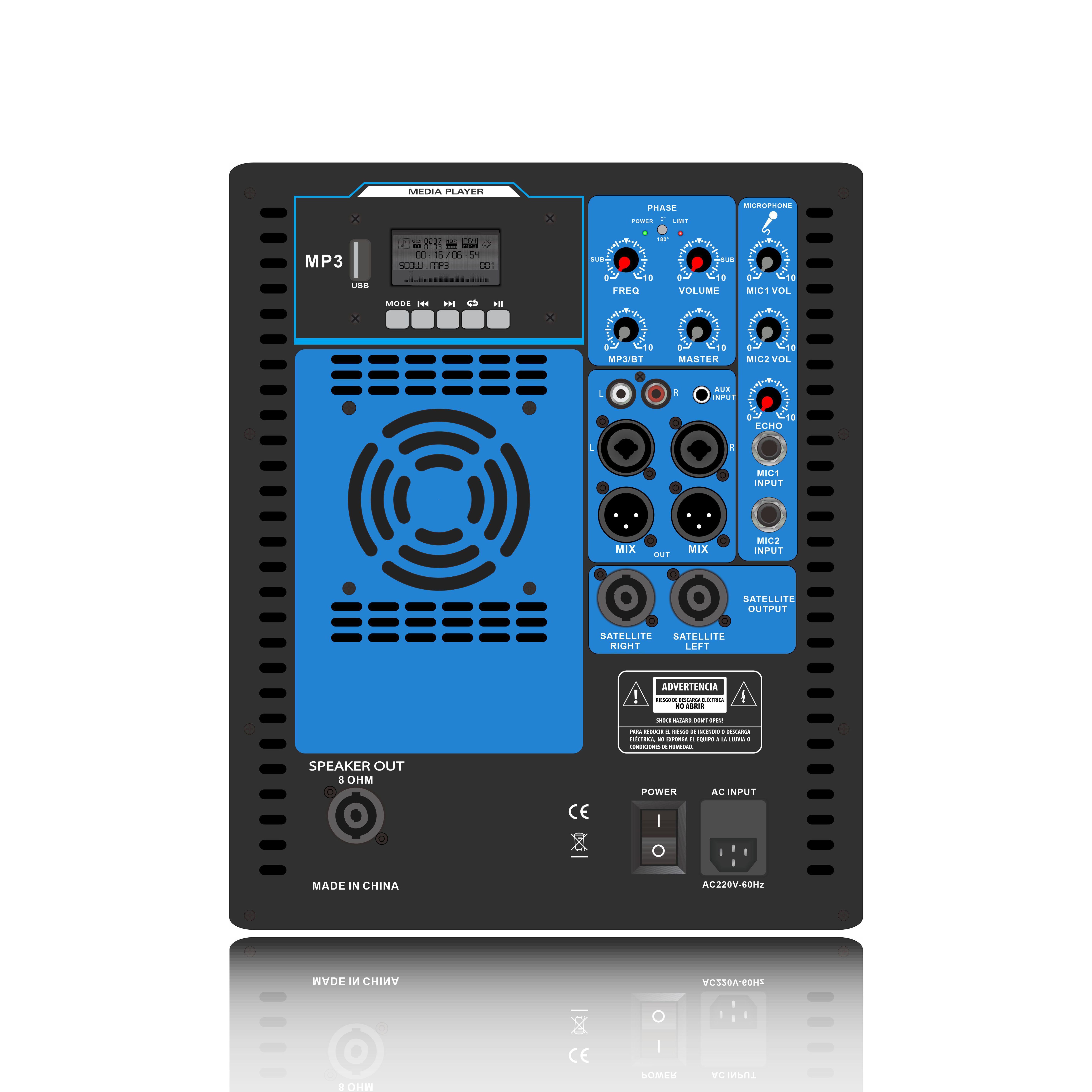 Amplificador de potencia para sistema de altavoces line array SUB15 2.1–2.2
