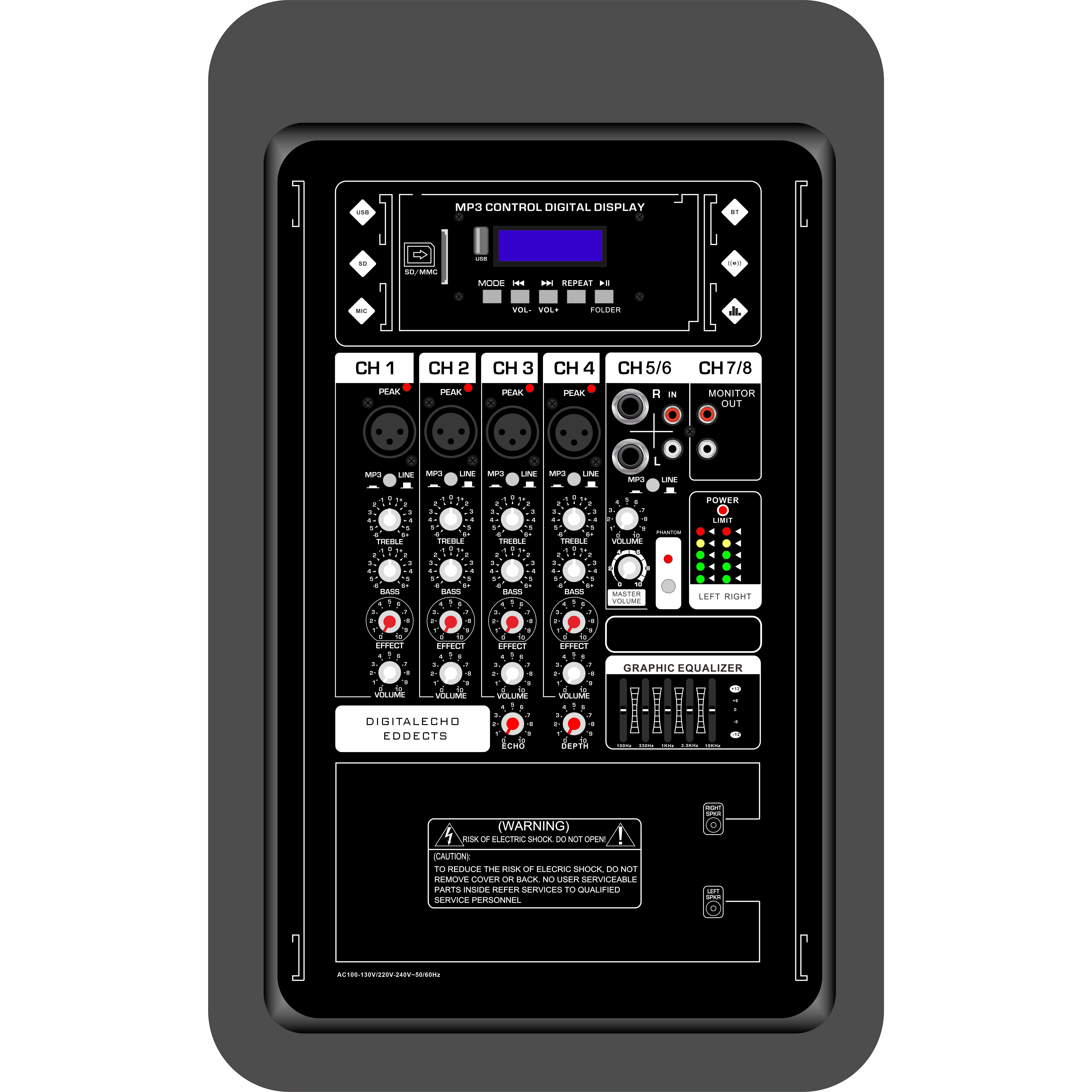 EON210A Amplificador mezclador autoamplificado para sistema de dos vías de 10 pulgadas