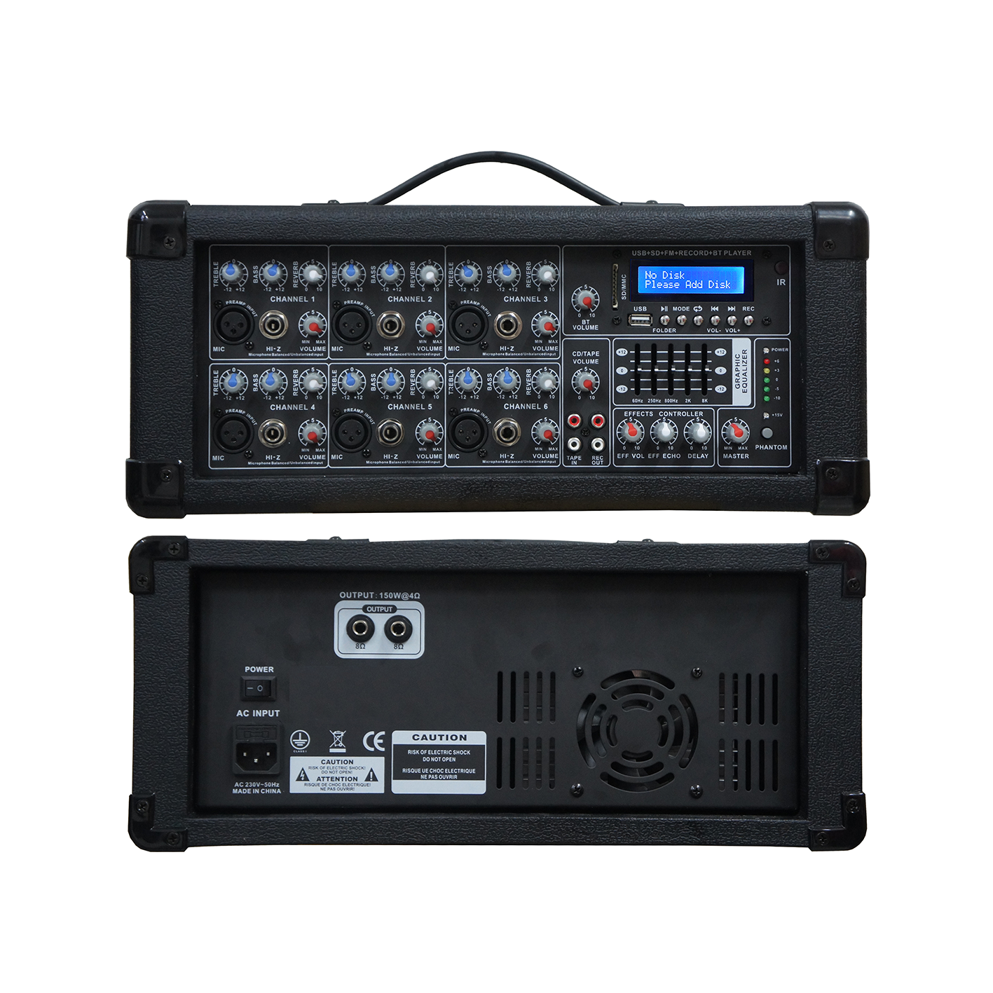 SB6200 Mezclador autoamplificado de 6 canales con caja de madera